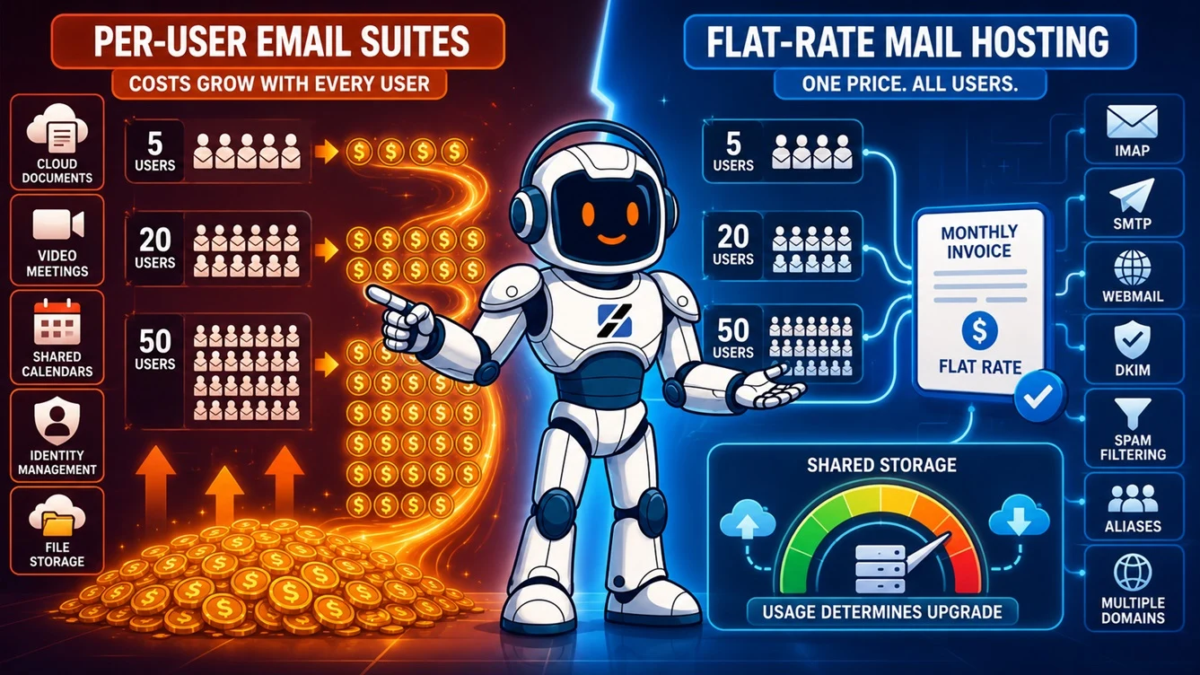 Cost găzduire email business: 5, 20 sau 50 conturi
